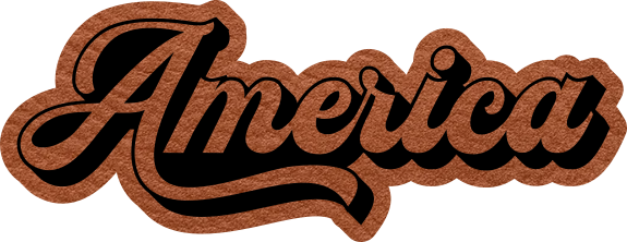 Close-up of the 'America' leatherette patch with retro-style font, offering a vintage twist on patriotic design.