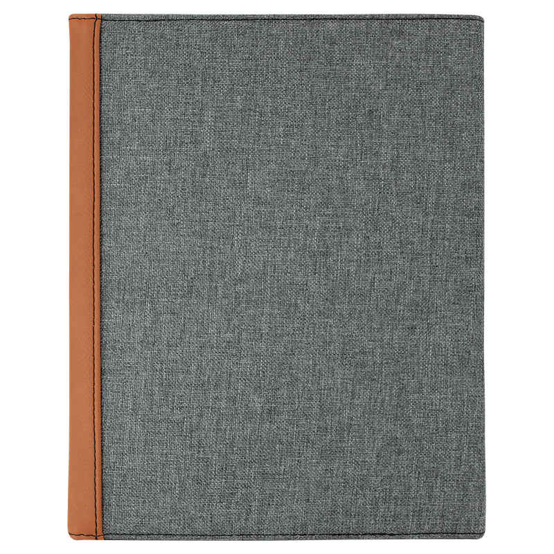 Back Close-Up: "Personalized Heather Gray Canvas & Rawhide Leatherette Portfolio"
