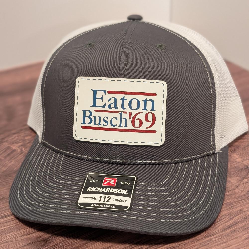 Close up of Eaton Bush 69 Patch on a hat