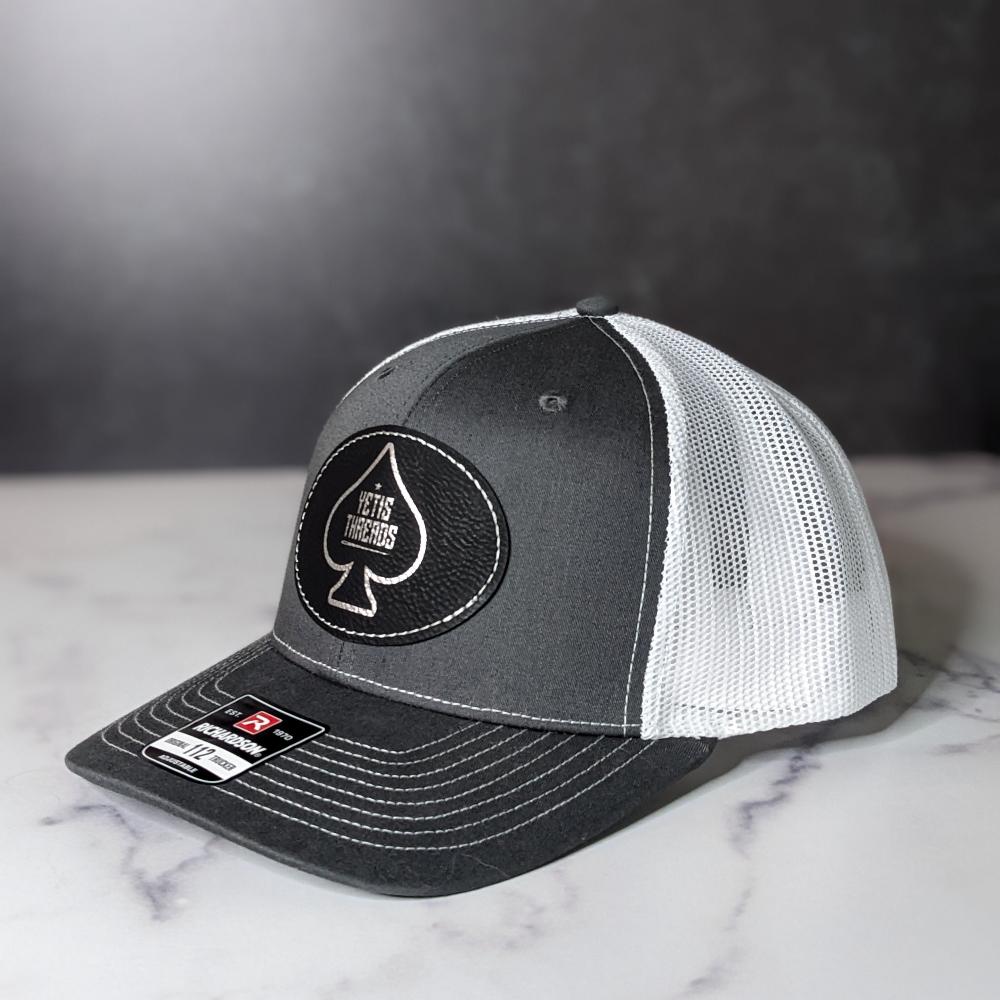 Side angle of Yeti Threads patch on a hat.