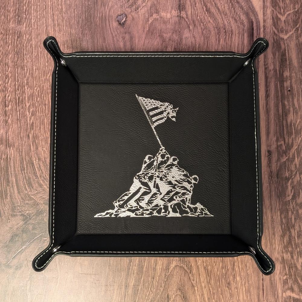 Iwo Jima Flag Raising Design - Premium Leatherette Valet Tray