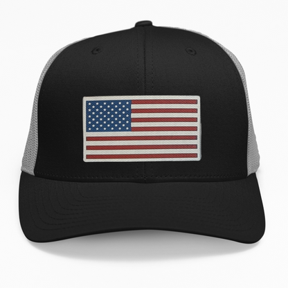 Close up to the Premium Red White and blue American Flag on a hat