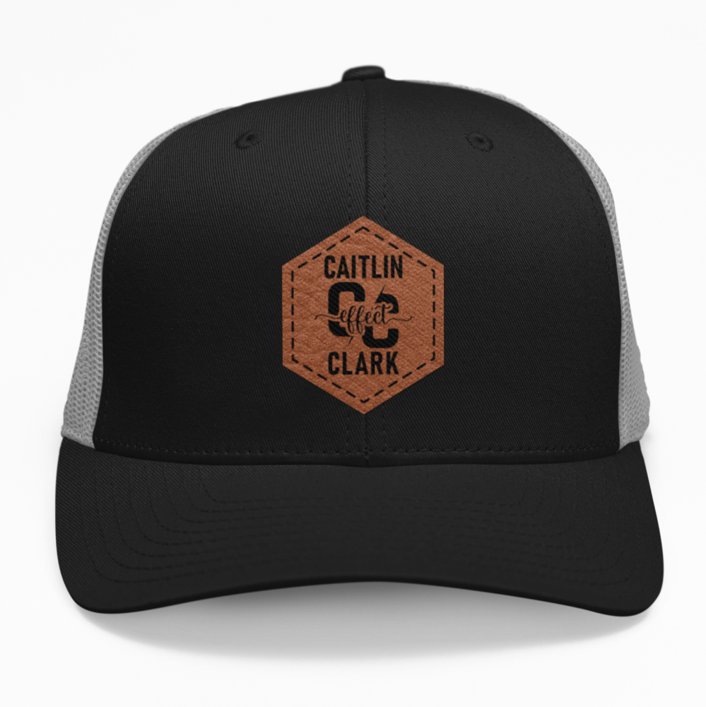 Preview of the Caitlin Clark Effect leatherette patch on a custom snapback, perfect for fans of Caitlin Clark and women's basketball.