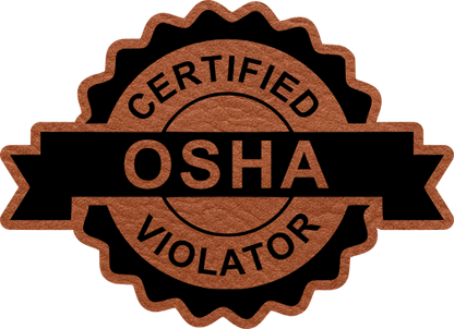 Close-up of the "Custom Certified Violator" leatherette patch with customizable abbreviation in the center.