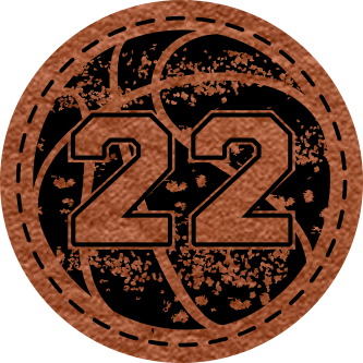 Close-up of the Caitlin Clark Distressed Basketball leatherette patch with her number 22, perfect for basketball fans.