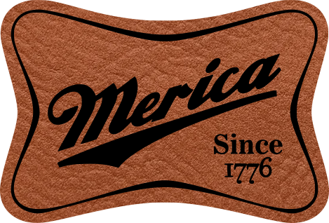 Close-up of the 'Merica Since 1776' leatherette patch with a bold, patriotic design celebrating American independence.