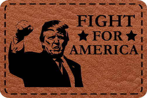 Close-up of the TRUMP Fight for America leatherette patch