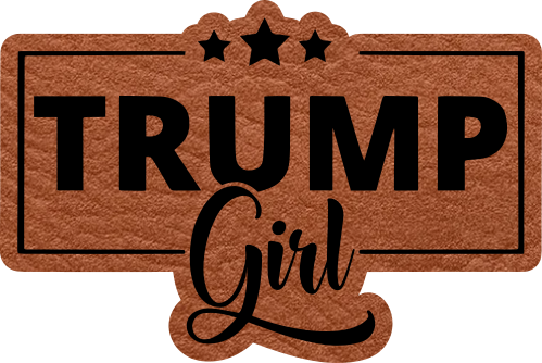 Close-up of the "Trump Girl" leatherette patch.