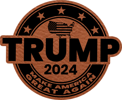 Close-up of the "Make America Great Again" leatherette patch featuring the iconic slogan.