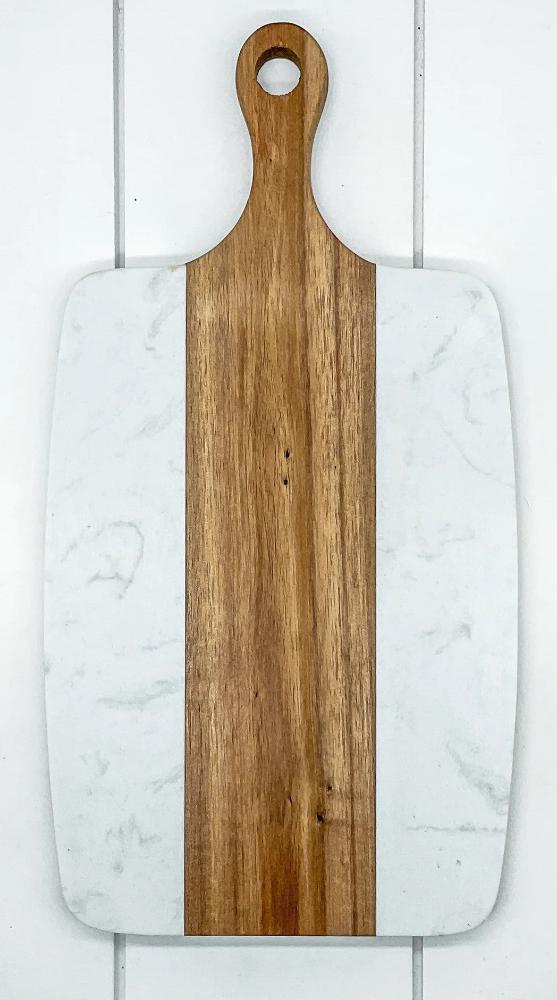 Acopa Marble and Acacia Wood Serving Board - Custom Charcuterie Tray, Ideal Anniversary or Housewarming Gift