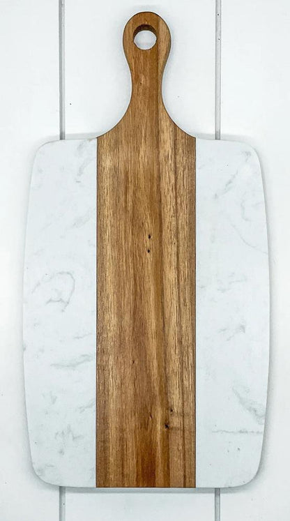 Acopa Marble and Acacia Wood Serving Board - Custom Charcuterie Tray, Ideal Anniversary or Housewarming Gift